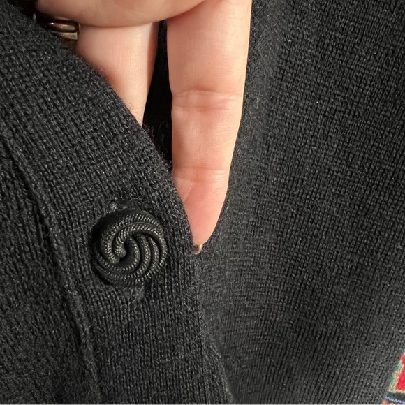 Pendleton Vintage Black Wool V Neck Button Front Cardigan Sweater Size S - Picture 8 of 11